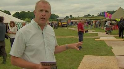 Andy Moore at protest site