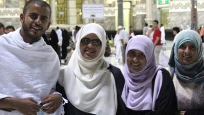 Undated family handout photo of (left to right) Ibrihim Halawa with sisters Fatima, Omaima and Somaia