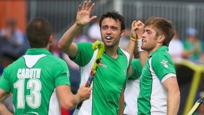 Peter Caruth, Christopher Cargo and Shane O'Donoghue celebrate