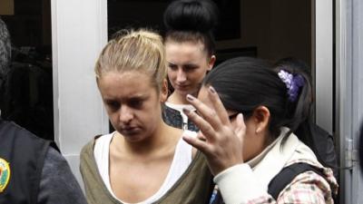 Melissa Reid and Michaella McCollum leaving court