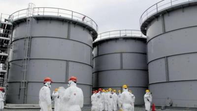 Storage tanks of contaminated water at Fukushima (file pic)