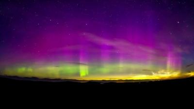 The aurora borealis and noctilucent clouds over Caithness, Scotland