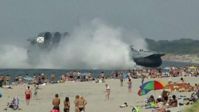 Hovercraft heads for Russian beach