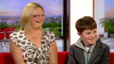 Anne Quinn with the youngest of her seven children, 11-year-old David