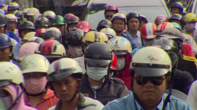 People on motorbikes in Vietnam