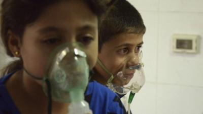 Children in Syria affected by what activists say was a gas attack