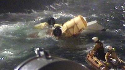 RNLI volunteers retrieved helicopter wreckage