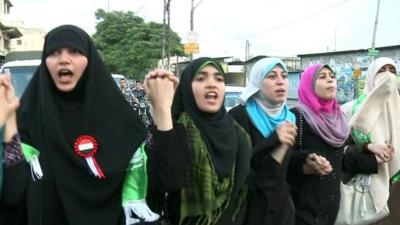 Women marching in Gaza