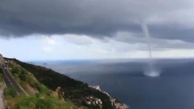 Amateur footage of the water spout