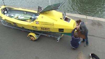 Preparing the boat to row the Amazon