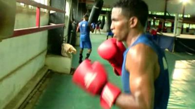 Boxer in training in Cuba