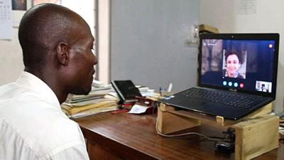 Ijimadji Nbarangar Serge speaks via Skype with Dr Neda Faregh