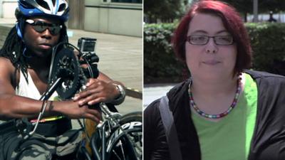 Composite image (L) Former Paralympian Ade Adepitan and (R) disability campaigner Christiane Link