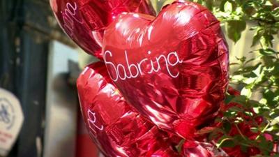 Balloons at the vigil of Sabrina Moss