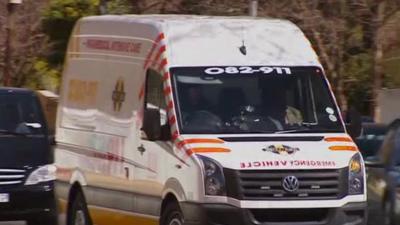 An ambulance arrives outside Nelson Mandela's home on 1 September 2013