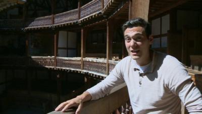 Joe at the Globe Theatre in London