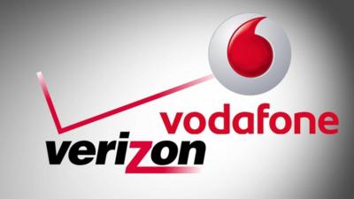 A graphic Vodafone and Verizon logos