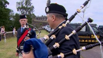 Bagpipers from New Zealand