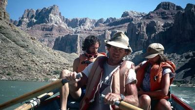 Kenton Grua in a boat in Grand Canyon