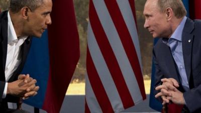 This June 17, 2013 file photo shows President Barack Obama meeting with Russian President Vladimir Putin in Enniskillen, Northern Ireland