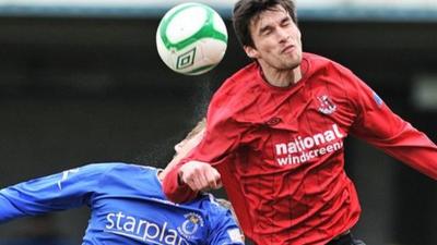 Crusaders Declan Caddell in action against Dungannon Swifts