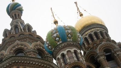 Exterior view of The Church of the Savior on Spilled Blood, St Petersburg.