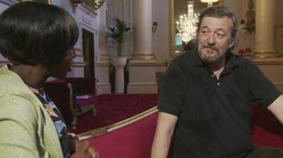 Stephen Fry with Brenda Emmanus