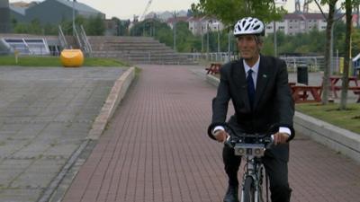 Man riding a bicycle