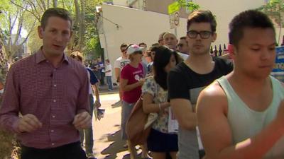 Jon Donnison at a polling station in Sydney