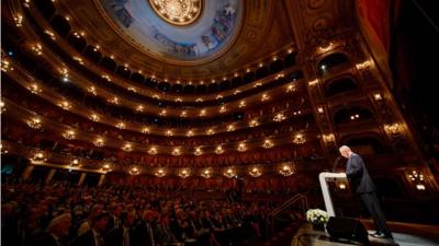 Outgoing International Olympic Committee (IOC) President Jacques Rogge addresses the opening ceremony for the IOC in Buenos Aires