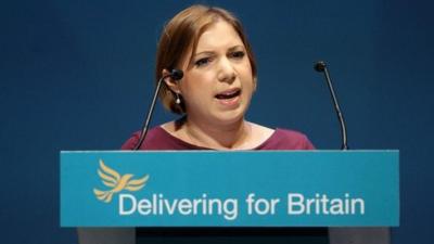 Sarah Teather during her speech at the Liberal Democrat conference in 2010