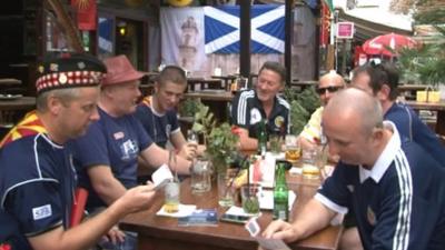 A group of Scotland fans in Macedonia