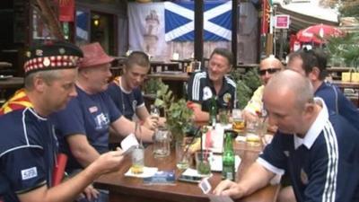 A group of Scotland fans in Macedonia