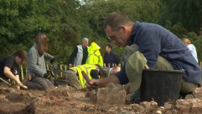 Archaeologists excavating a site in Staffordshire