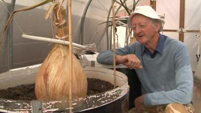 Peter Glazebrook with a giant onion