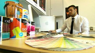 Student from Darwen Studio School working at a paint factory.