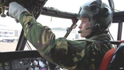 Prince William inside helicopter