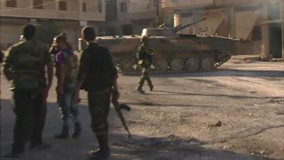 Tank in Maaloula, Syria