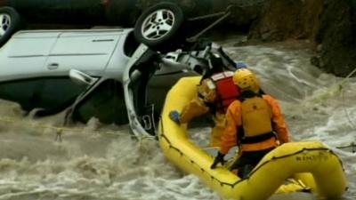 Submerged car in Colorado flood