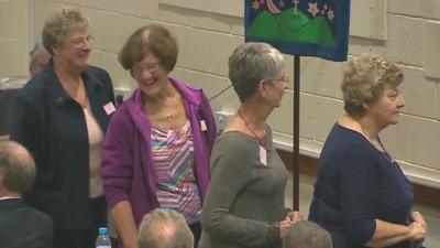 Women delegates at the vote