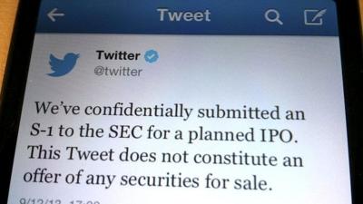 Tweet announcing the initial public offering