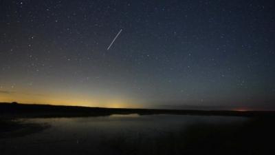 Perseid meteor shower at Cley Marsh, Norfolk