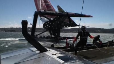 Team New Zealand nearly capsize in the America's Cup