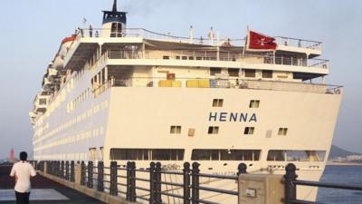 The detained Chinese cruise Henna docked at Jeju port, South Korea