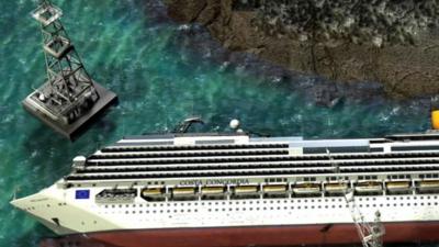 Graphic shows Costa Concordia lying on its side