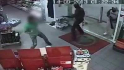 Shop assistant fights off knife wielding robber with shoe