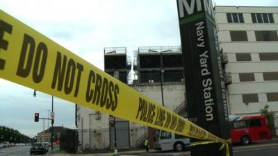 Police tape at a nearby metro station