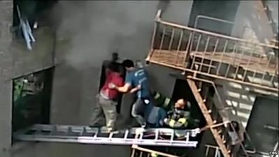 Dramatic fire rescue