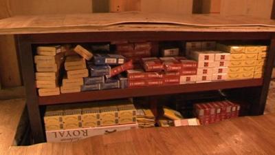 Some fake cigarettes were found hidden in an under-floor cabinet