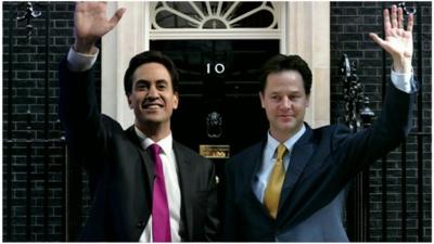 Photo-shopped picture of Labour leader Ed Miliband and Deputy Prime Minister Nick Clegg